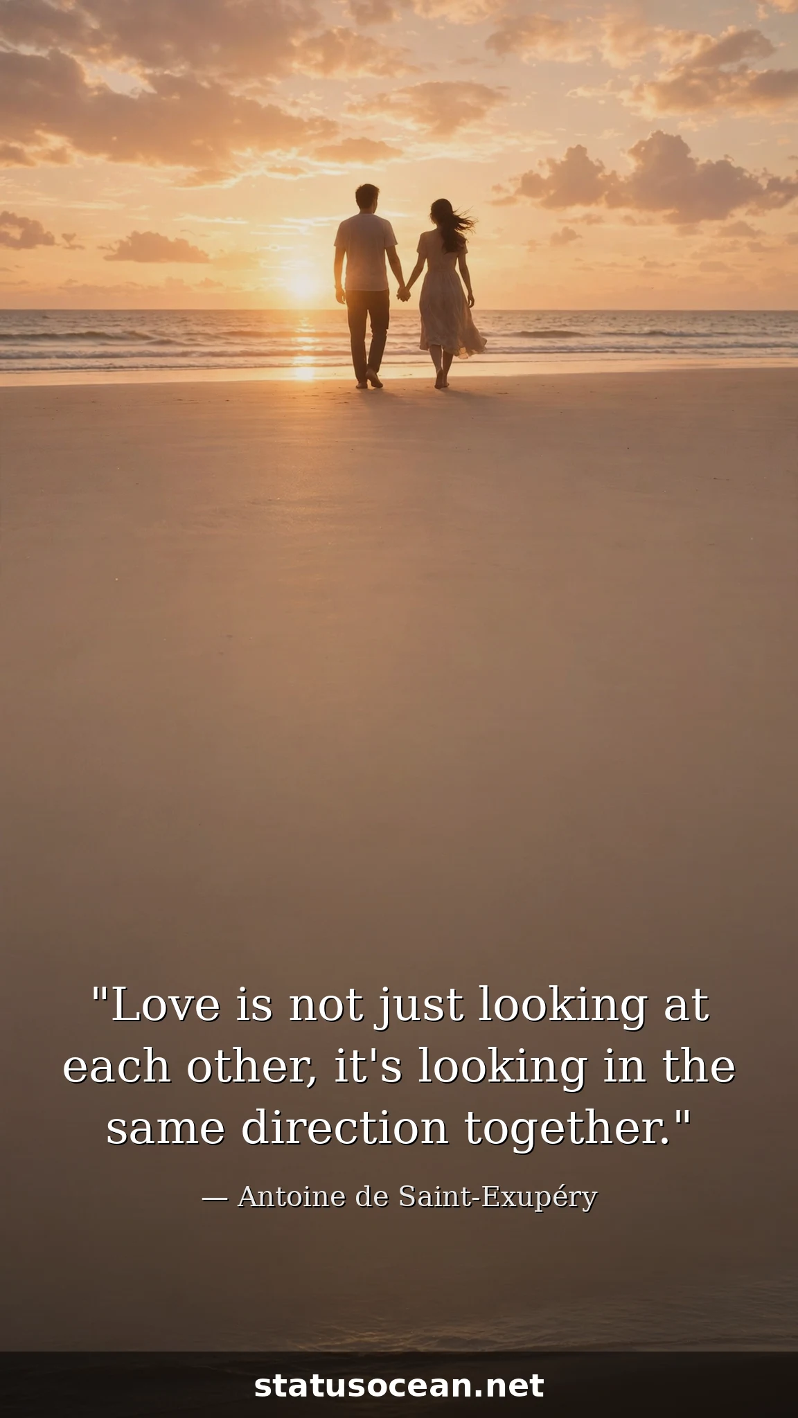 Love is not just looking at each other, it's looking in the same direction together.