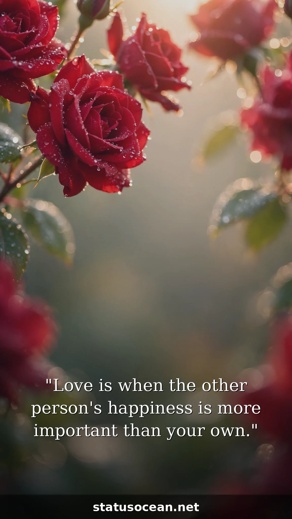 Love is when the other person's happiness is more important than your own.