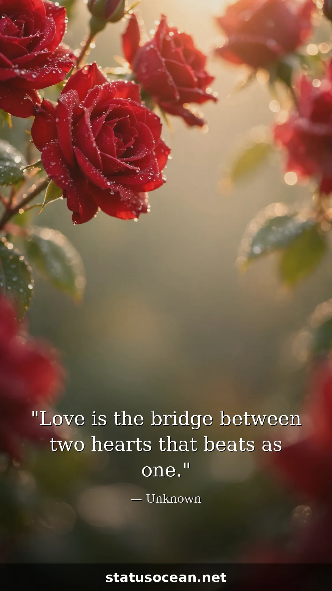 Love is the bridge between two hearts that beats as one.