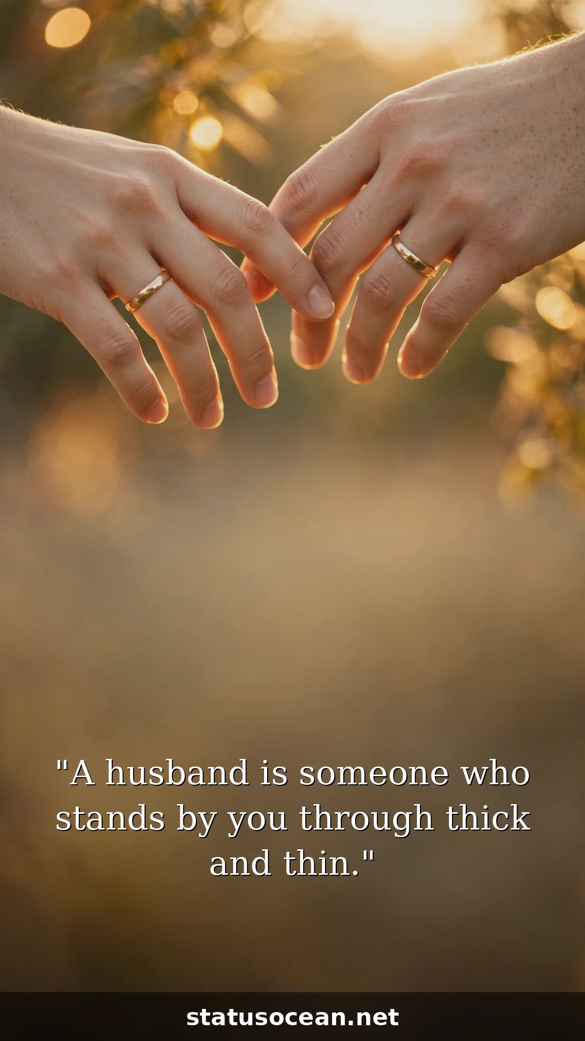 A husband is someone who stands by you through thick and thin.