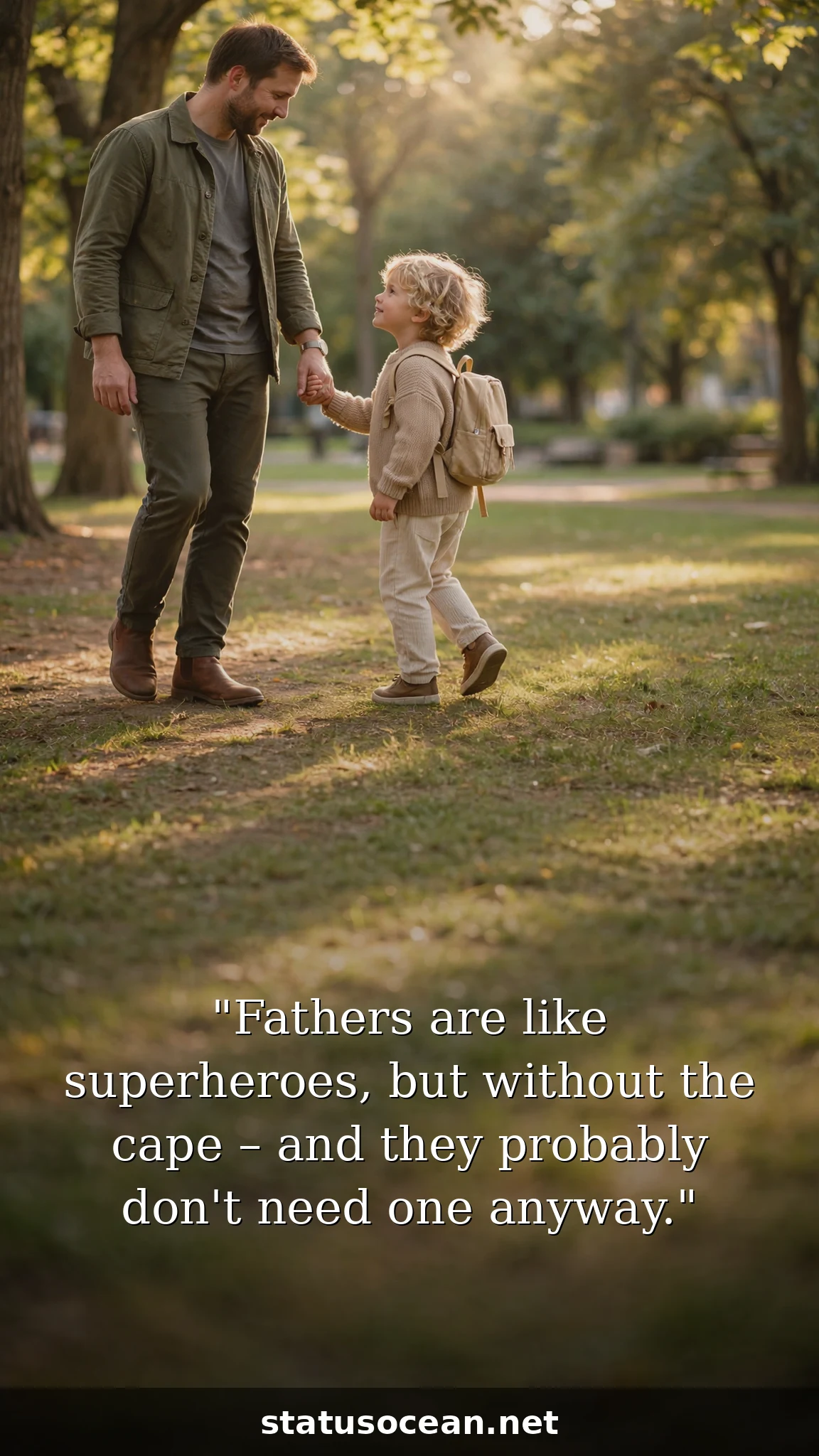 Fathers are like superheroes, but without the cape – and they probably don't need one anyway.