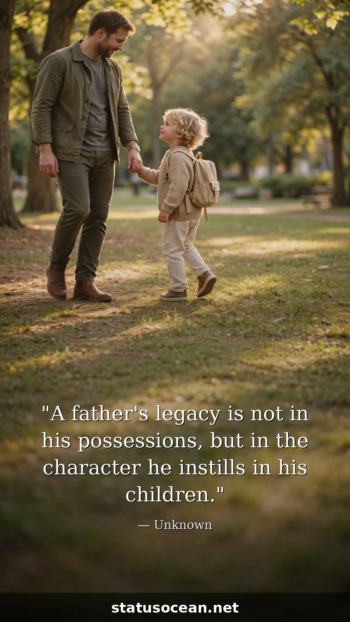 A father's legacy is not in his possessions, but in the character he instills in his children.