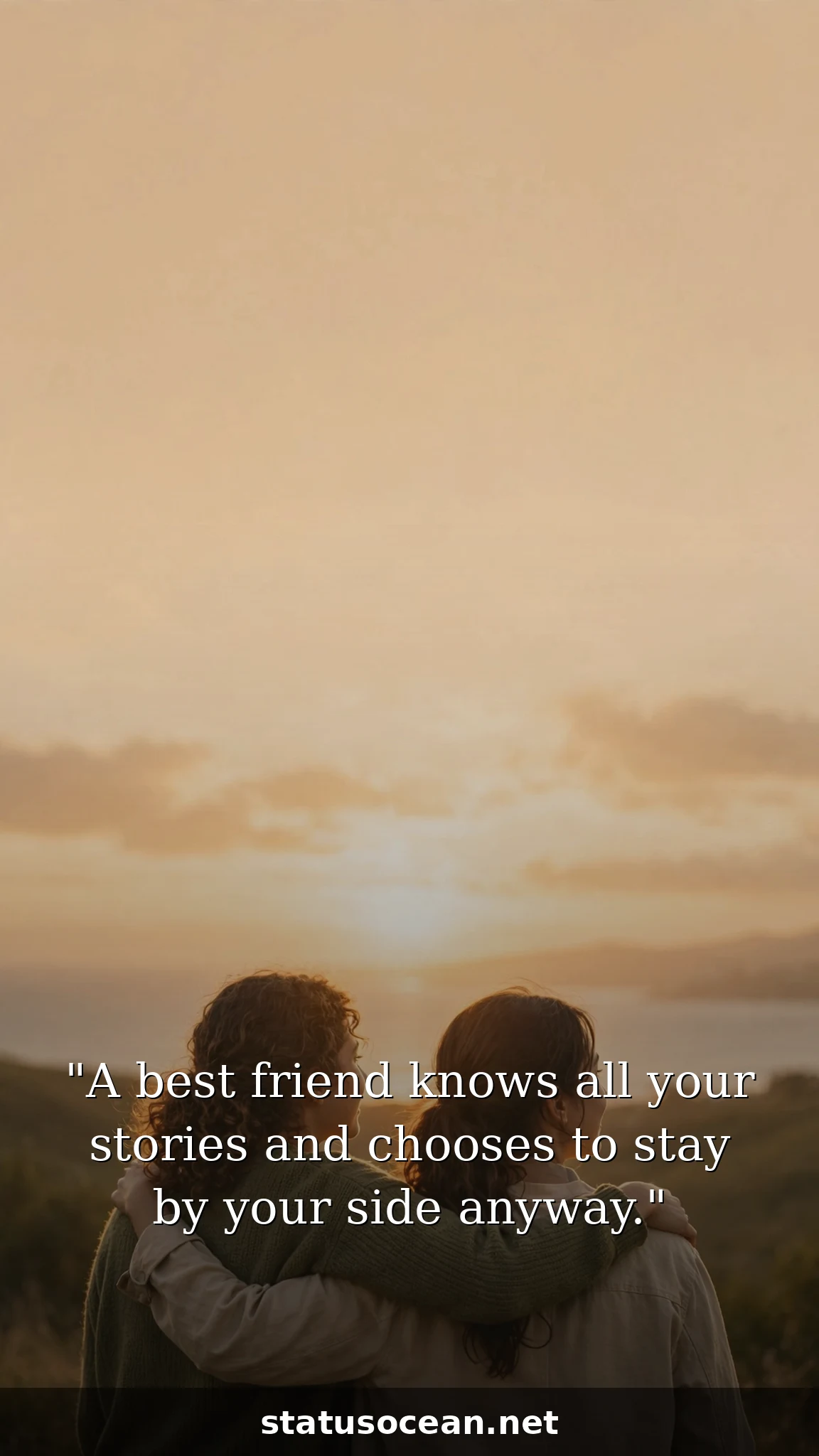 A best friend knows all your stories and chooses to stay by your side anyway.
