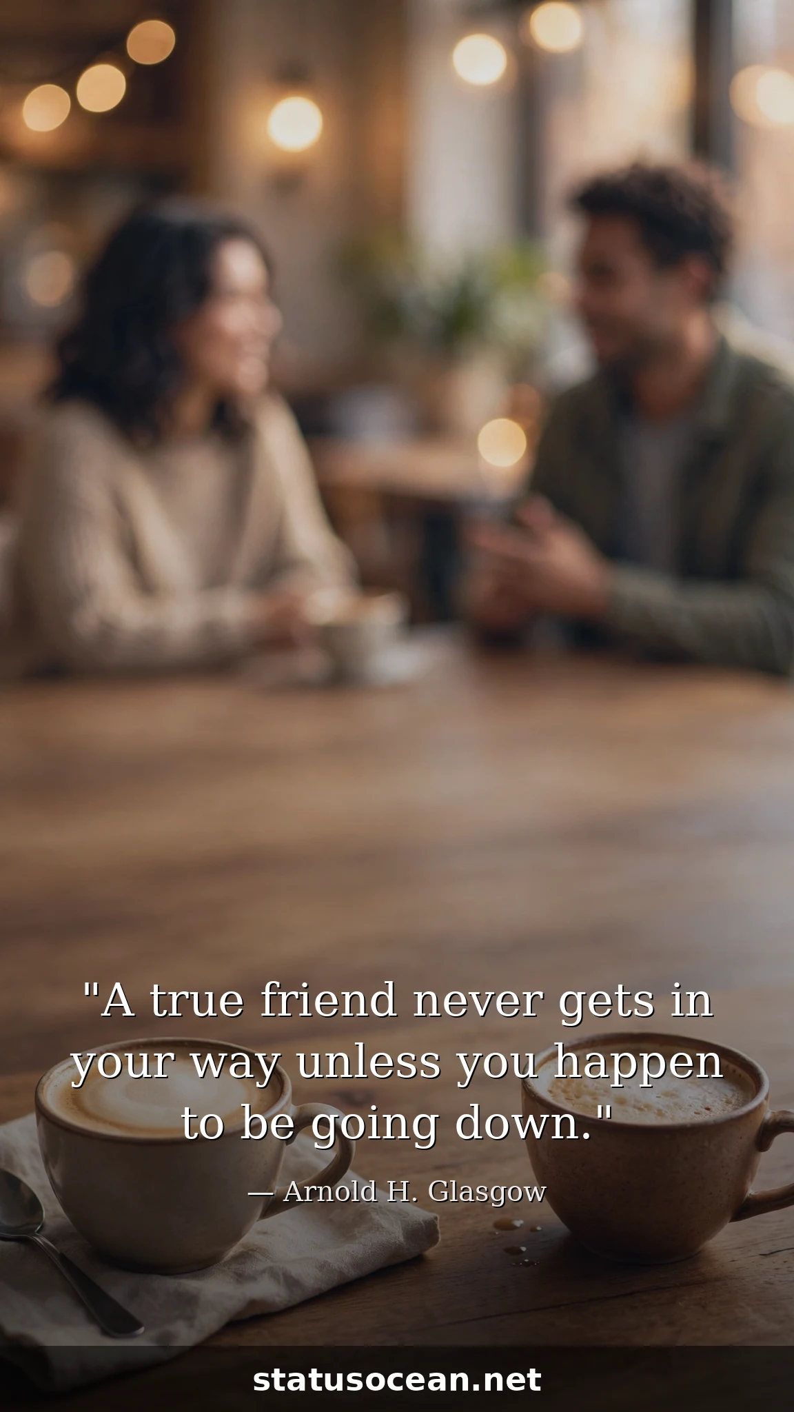 A true friend never gets in your way unless you happen to be going down.