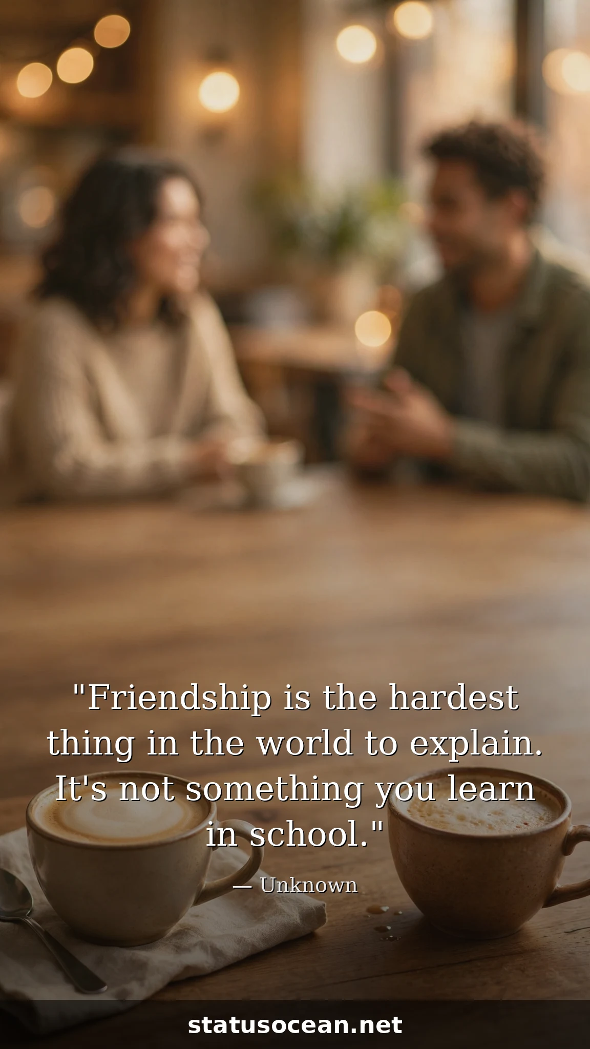Friendship is the hardest thing in the world to explain. It's not something you learn in school.