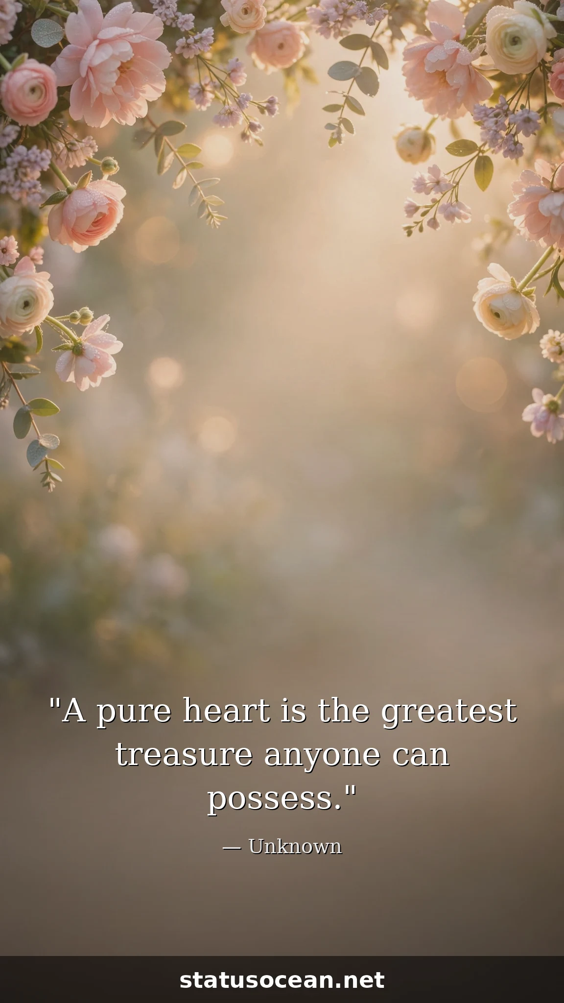 A pure heart is the greatest treasure anyone can possess.