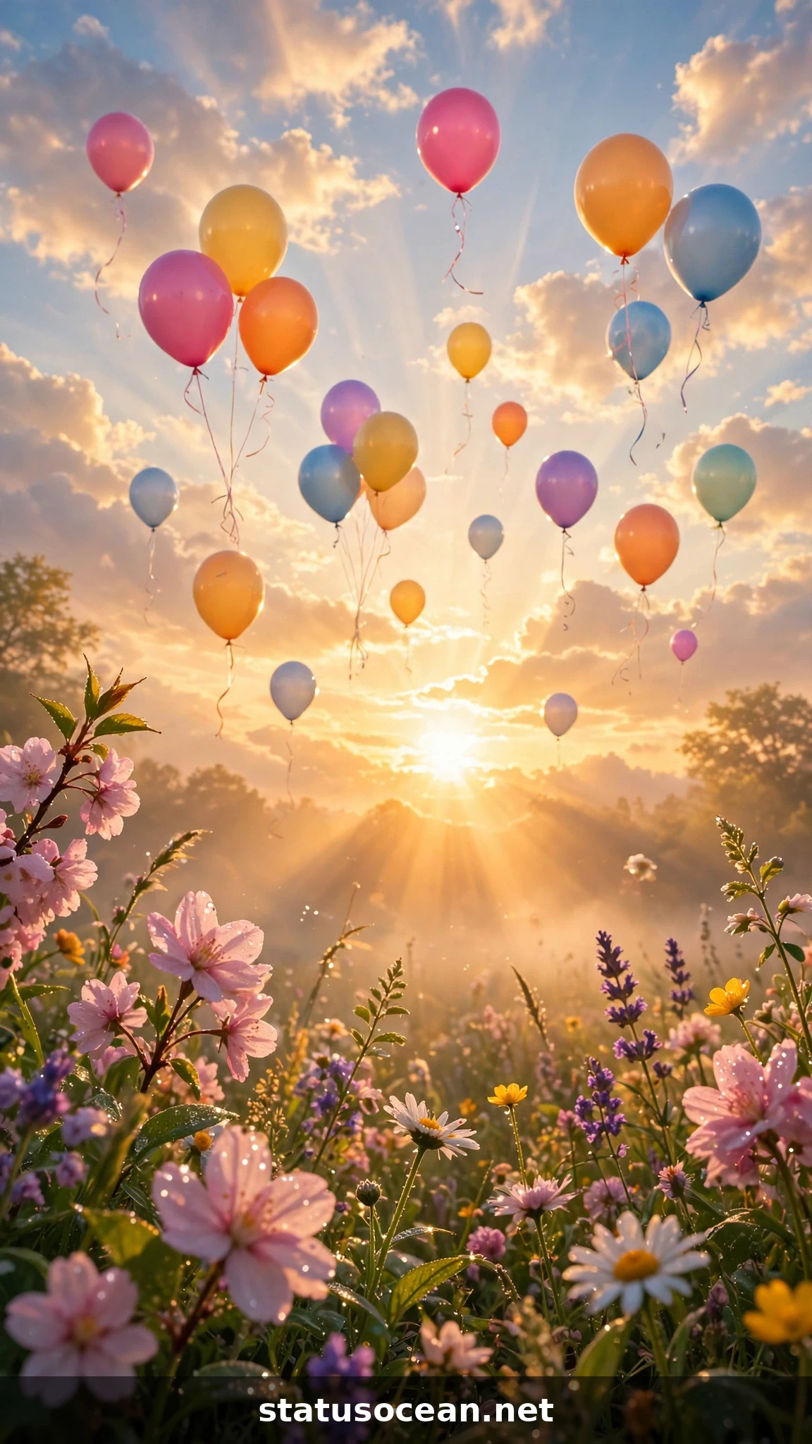 Happy Life and Birthday Quotes to Celebrate the Day - joyful sunrise celebration with balloons