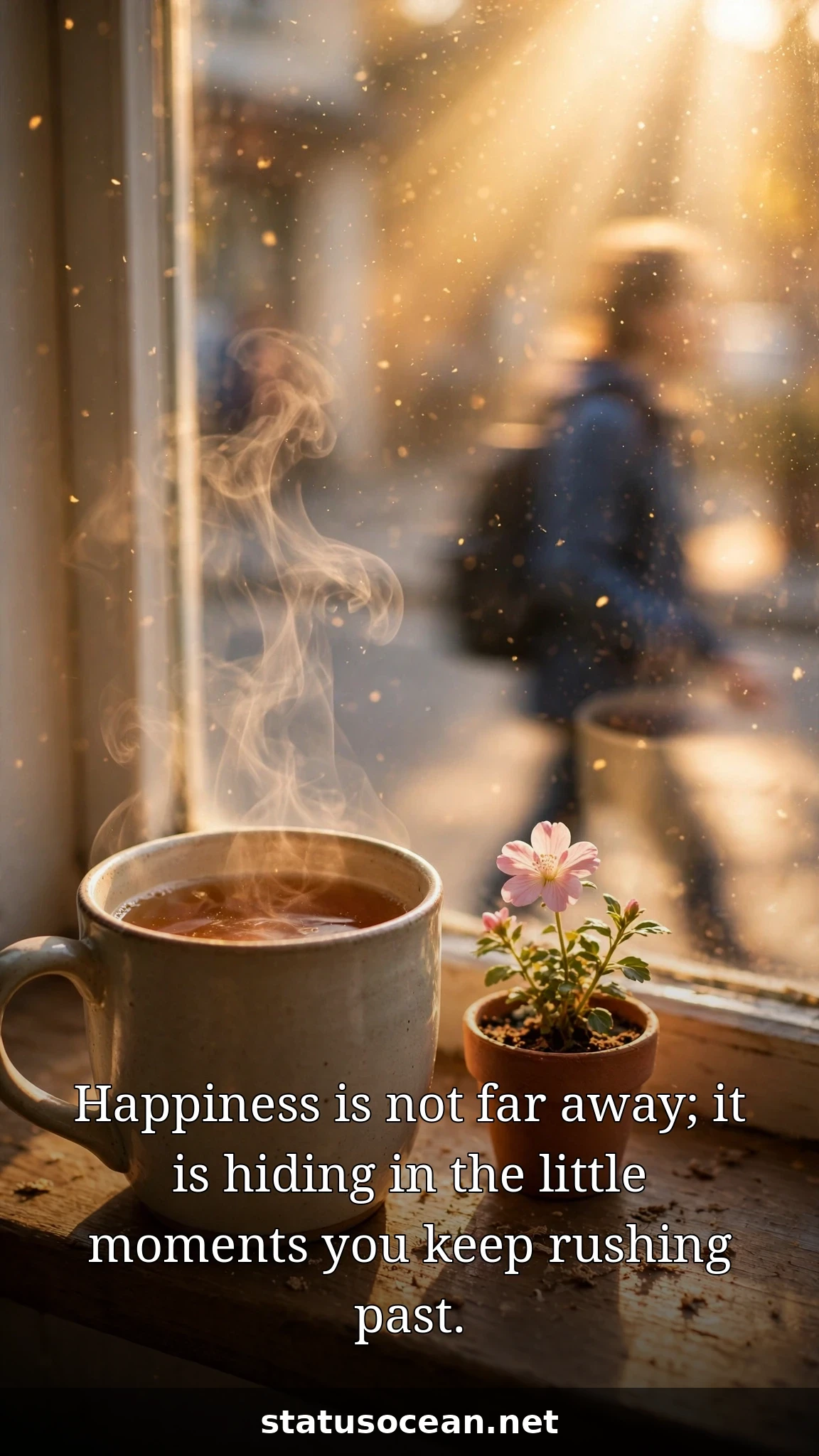 Happiness is not far away; it is hiding in the little moments you keep rushing past.