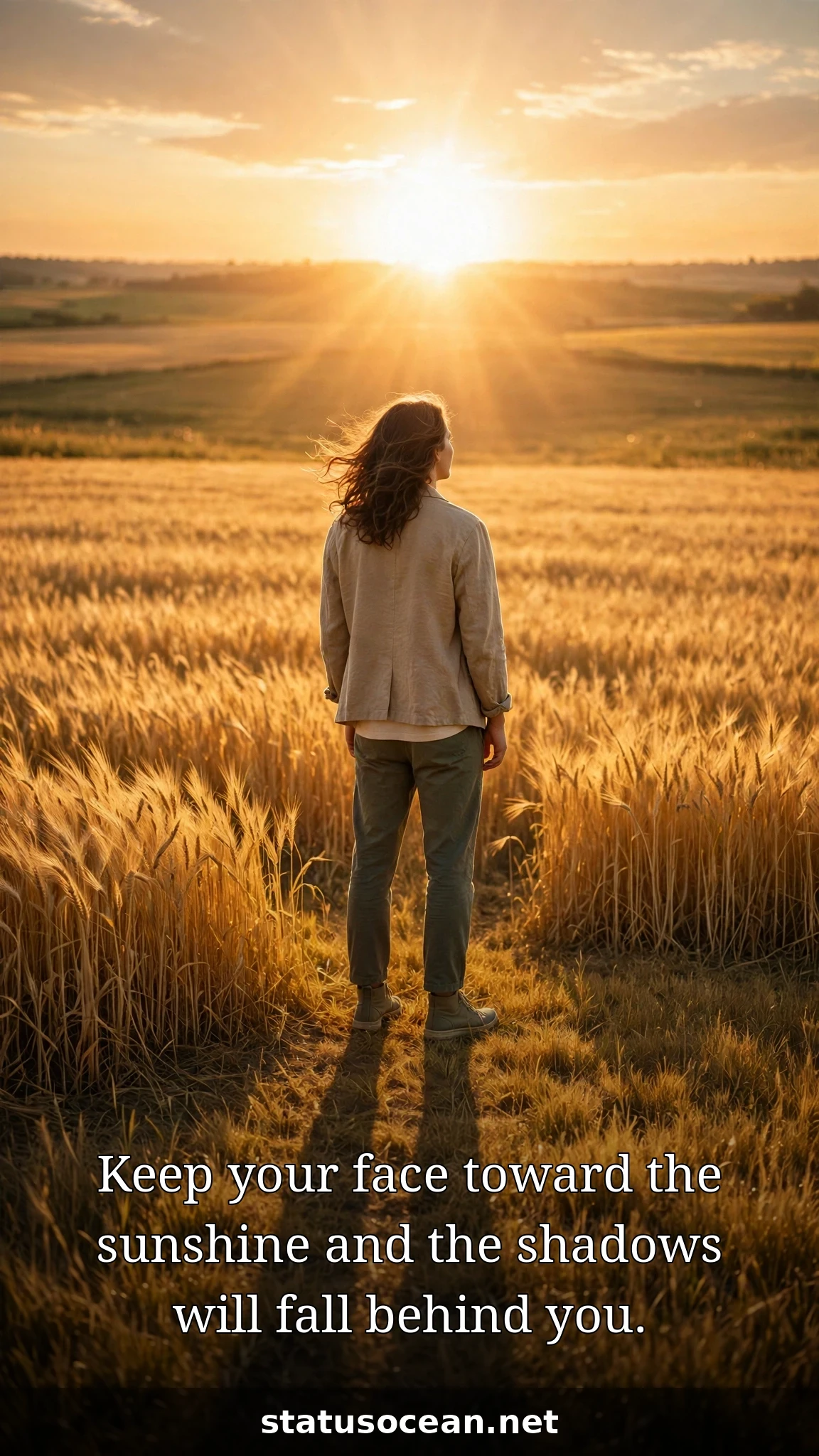 Keep your face toward the sunshine and the shadows will fall behind you.