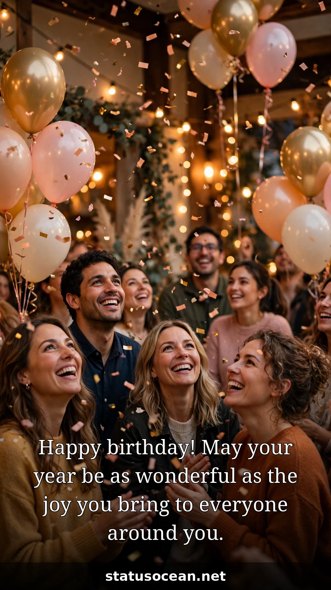 Happy birthday! May your year be as wonderful as the joy you bring to everyone around you.