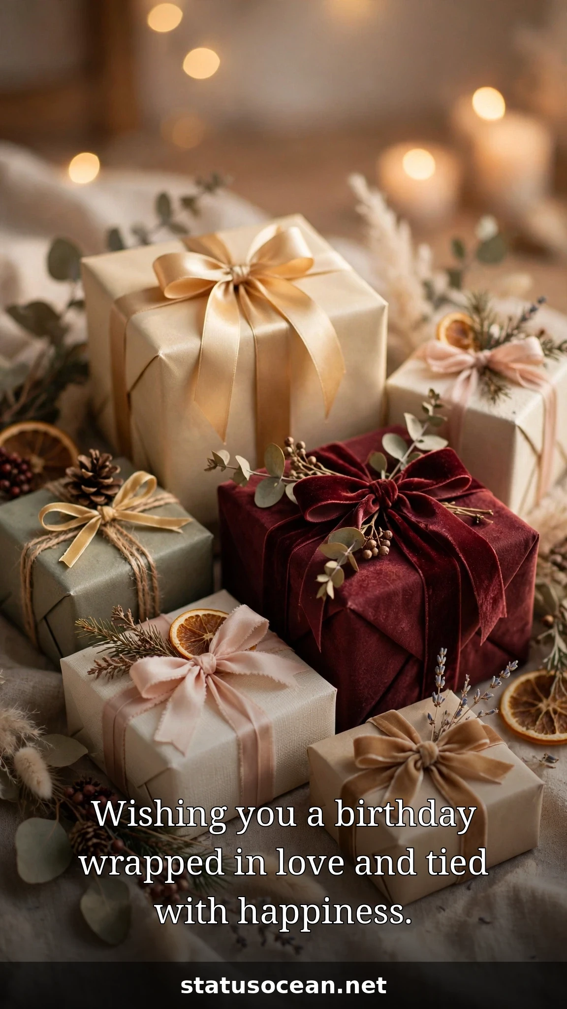 Wishing you a birthday wrapped in love and tied with happiness.