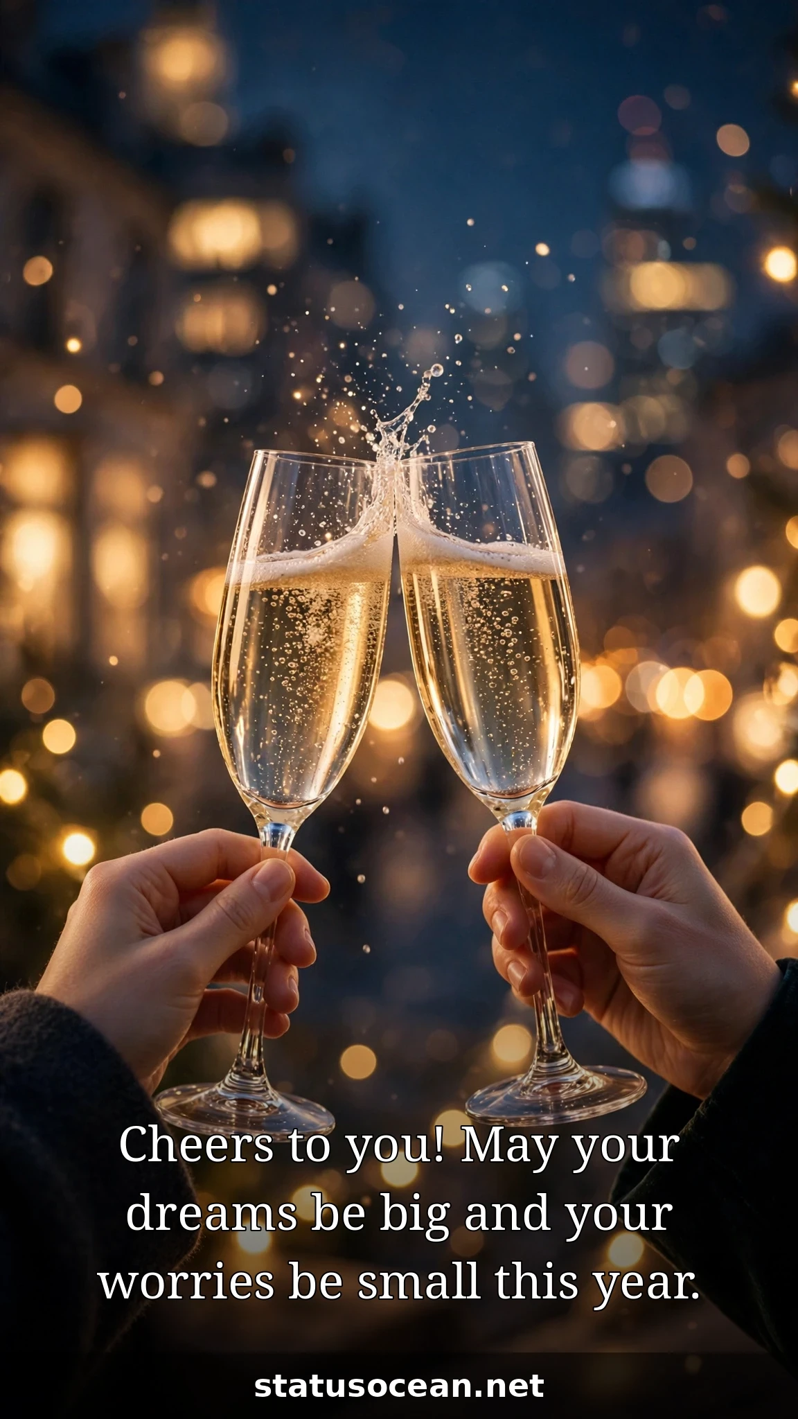 Cheers to you! May your dreams be big and your worries be small this year.